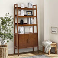 Jozsef 76'' H x 36'' W Solid Wood Ladder Bookcase|HULALA HOME