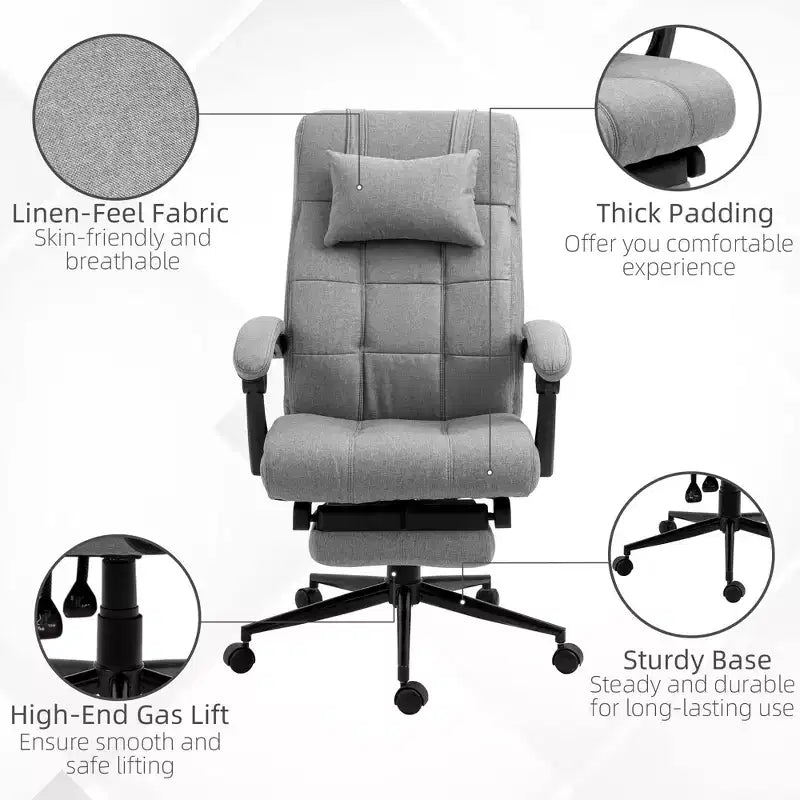 Fauteuil de bureau exécutif haut dossier avec appuie-tête et repose-pieds rétractable