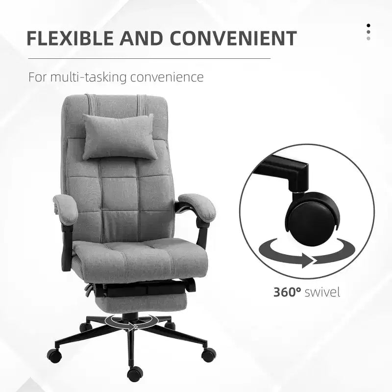 Fauteuil de bureau exécutif haut dossier avec appuie-tête et repose-pieds rétractable