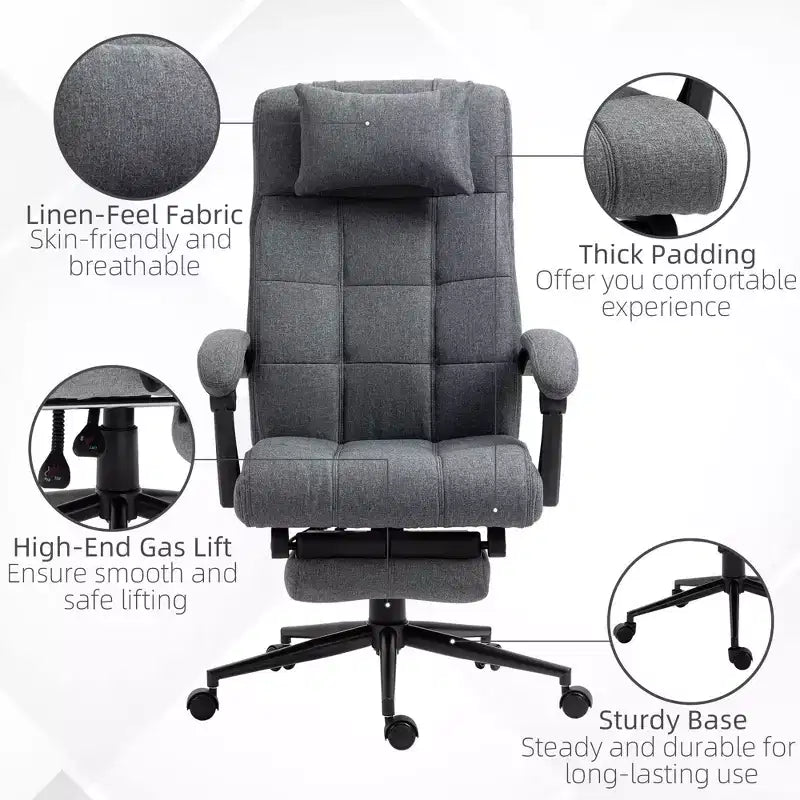 Fauteuil de bureau exécutif haut dossier avec appuie-tête et repose-pieds rétractable