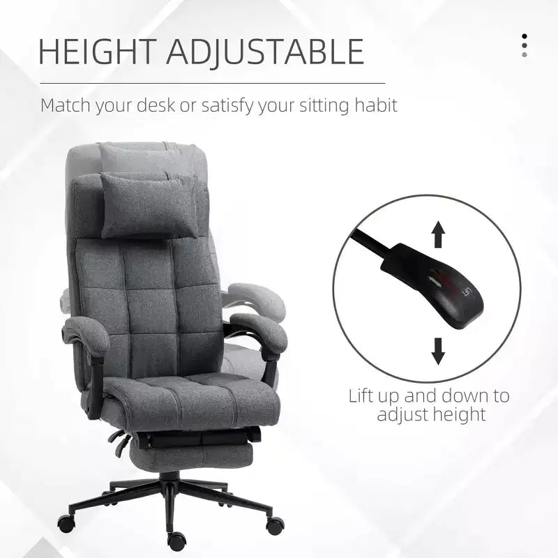 Fauteuil de bureau exécutif haut dossier avec appuie-tête et repose-pieds rétractable