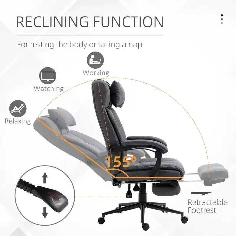 Fauteuil de bureau exécutif haut dossier avec appuie-tête et repose-pieds rétractable