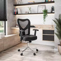 Okak High-Back Ergonomic Office Chair, Mesh Desk Chair with Padded Seat and Chrome Base, Criss Cross Chair With Wheels for Reading Room, Office, Black