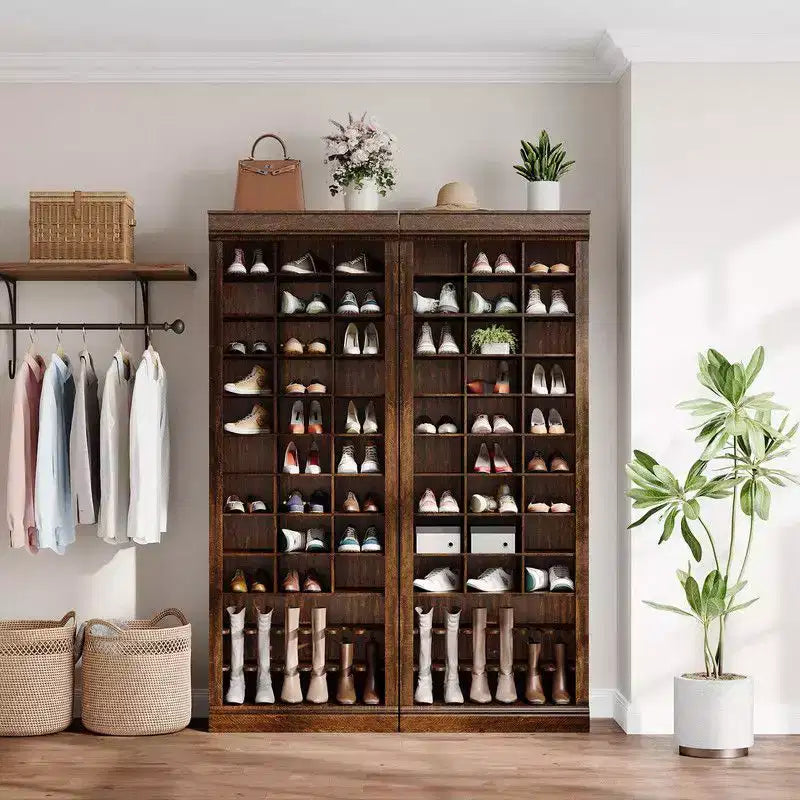 Meuble à chaussures en bois à 10 niveaux avec 30 casiers