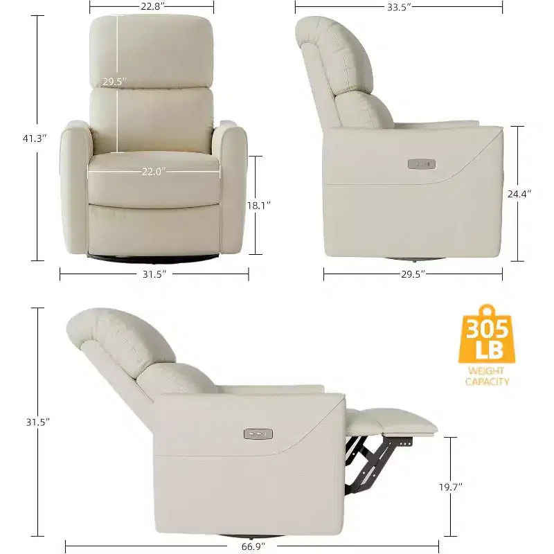 Fauteuil inclinable motorisé, pivotant et coulissant, avec soutien lombaire