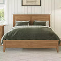 GDFStudio Micah Solid Wood King Size Platform Bed with Headboard and Sturdy Wooden Slats