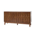 Rosalind 60 Modern Wide Sideboard with Geometric Relief Door Fronts | KARAT HOME-WALNUT