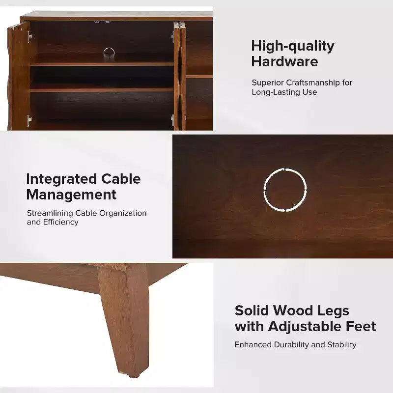 Bahut large et moderne Rosalind 60 avec façades de portes à relief géométrique | KARAT HOME-WALNUT
