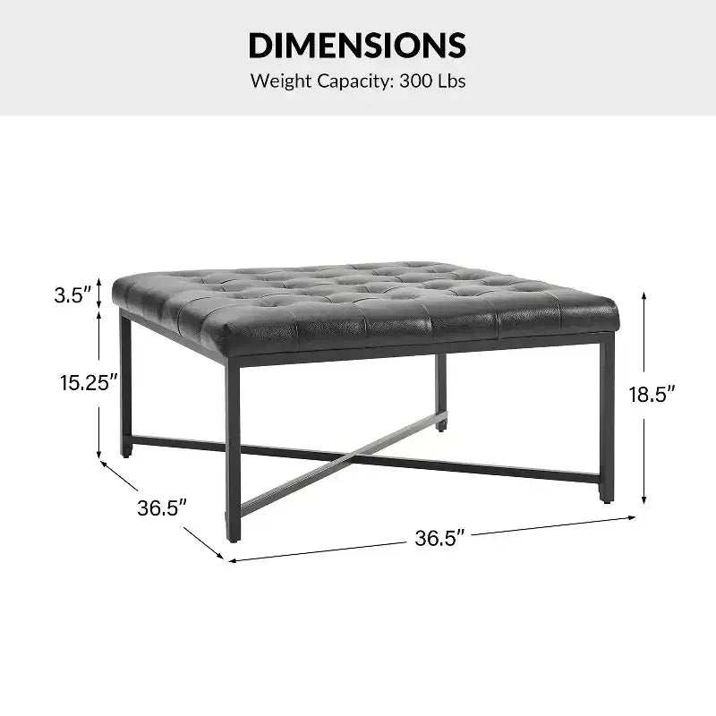 Panca in vera pelle con base in metallo a X