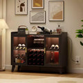 47 Liquor Cabinet Bar with LED Light, Kitchen Sideboard Buffet Storage Rack with Glass Door & Open Shelf for Home Living Room Dining Room, Black