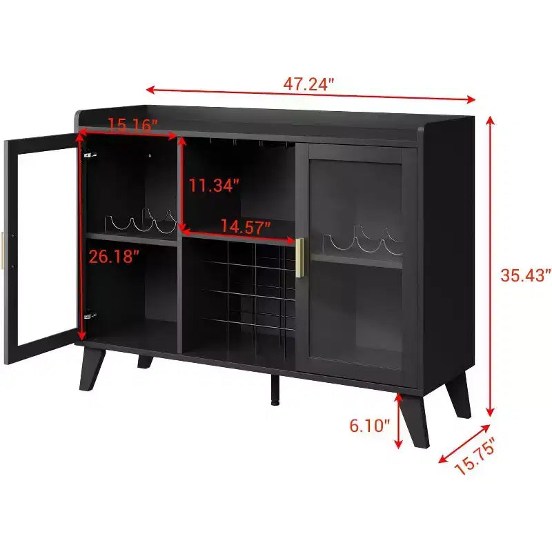 Mobile Bar con Luci LED – Credenza/Buffet da 120 cm con Ripiani