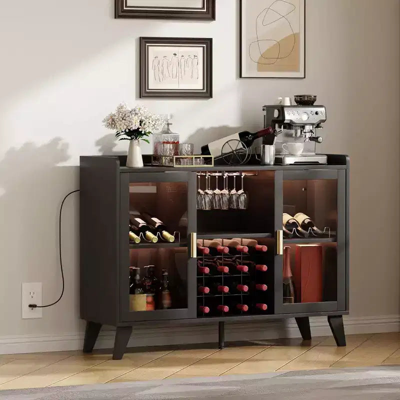 Mobile Bar con Luci LED – Credenza/Buffet da 120 cm con Ripiani