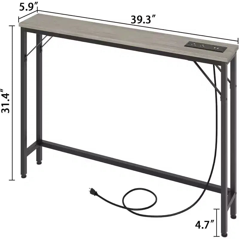 Tavolo Console da 39 Pollici con Prese di Corrente e Porte USB Integrate