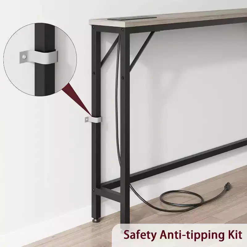 Tavolo Console da 39 Pollici con Prese di Corrente e Porte USB Integrate
