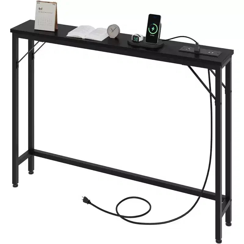 Table console de 39 pouces avec prises de courant et ports USB intégrés