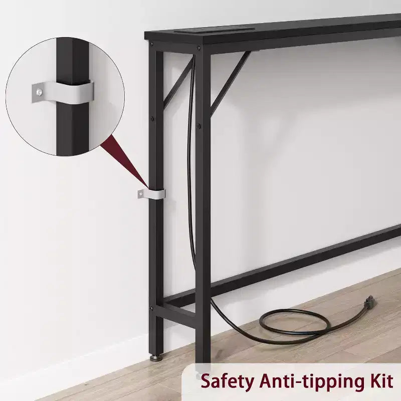 Table console de 39 pouces avec prises de courant et ports USB intégrés
