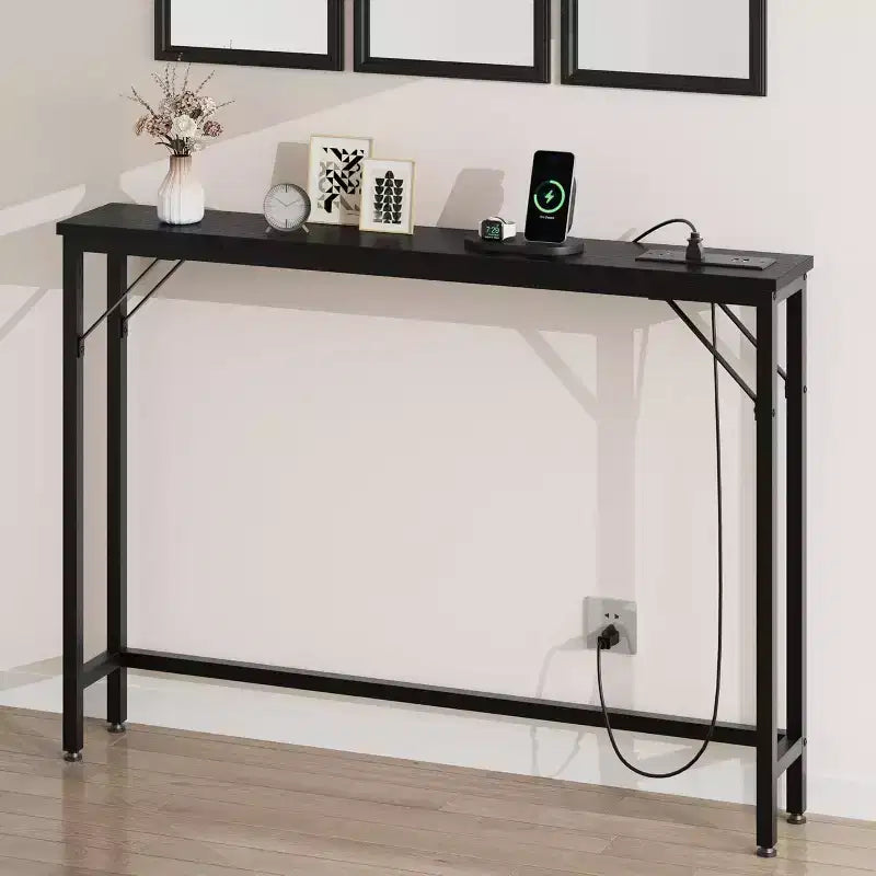 Tavolo Console da 39 Pollici con Prese di Corrente e Porte USB Integrate
