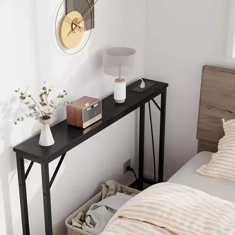 39.3 Console Table with Built-In Power Station, Slim Entryway Table with USB Ports and Power Outlets, Behind Sofa Table for Living Room
