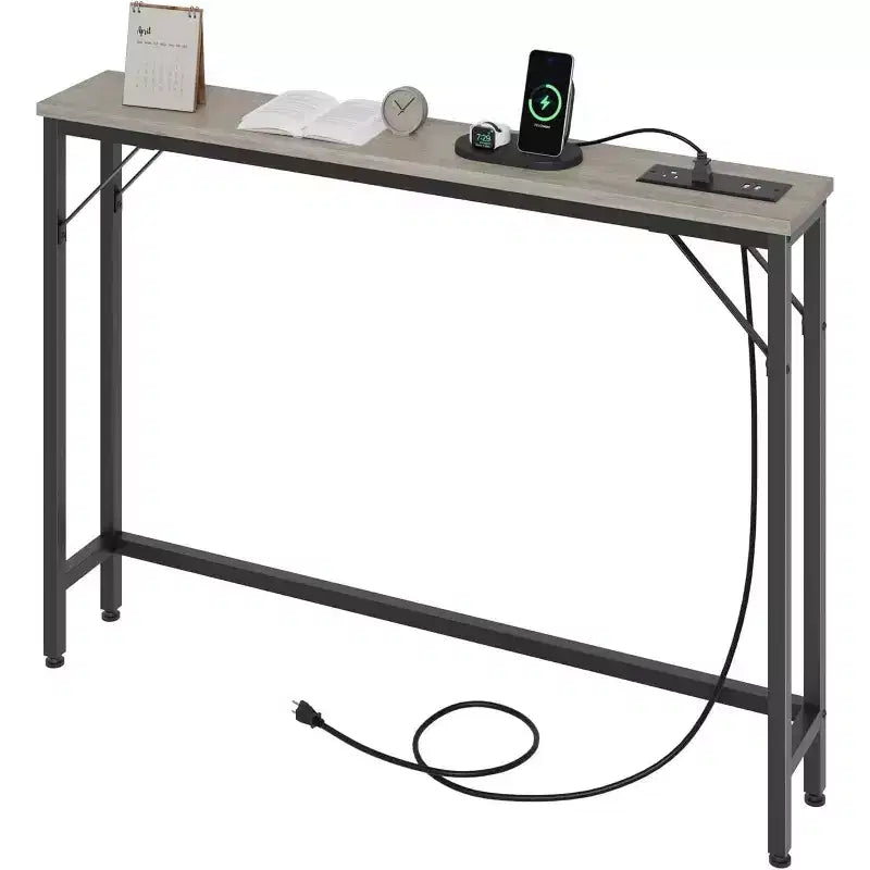 Table console de 39 pouces avec prises de courant et ports USB intégrés