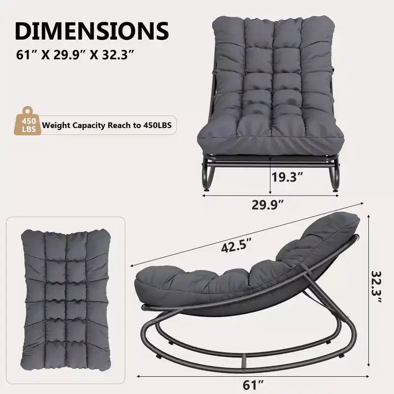 Fauteuil à bascule Papasan d'extérieur avec coussin