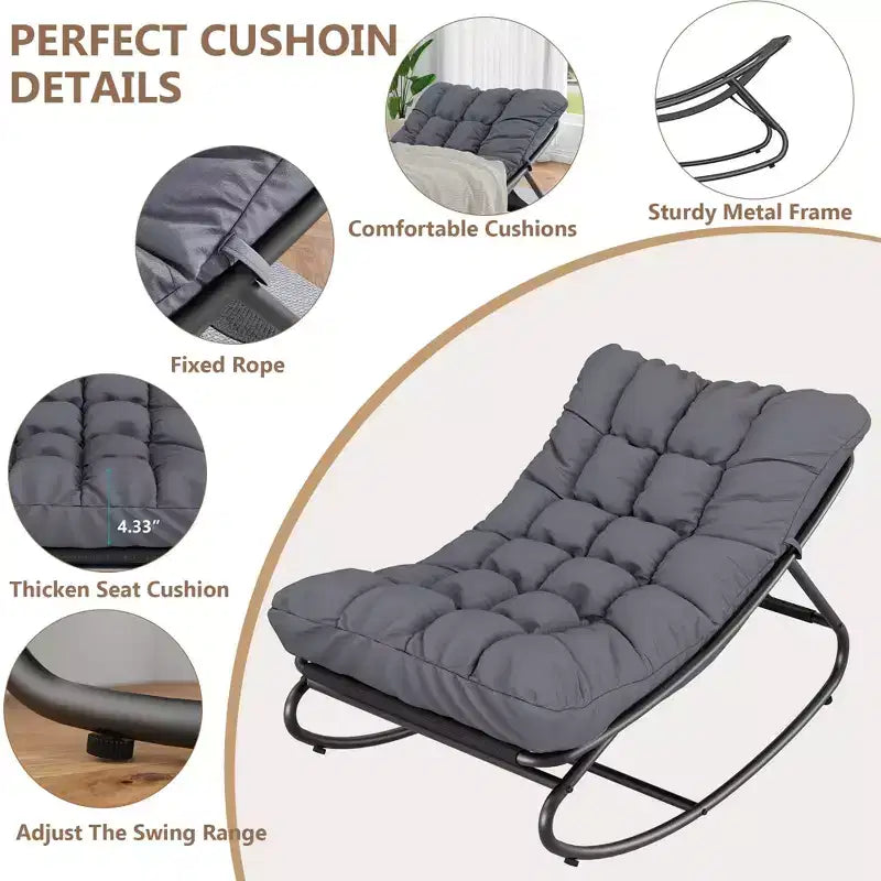 Fauteuil à bascule Papasan d'extérieur avec coussin