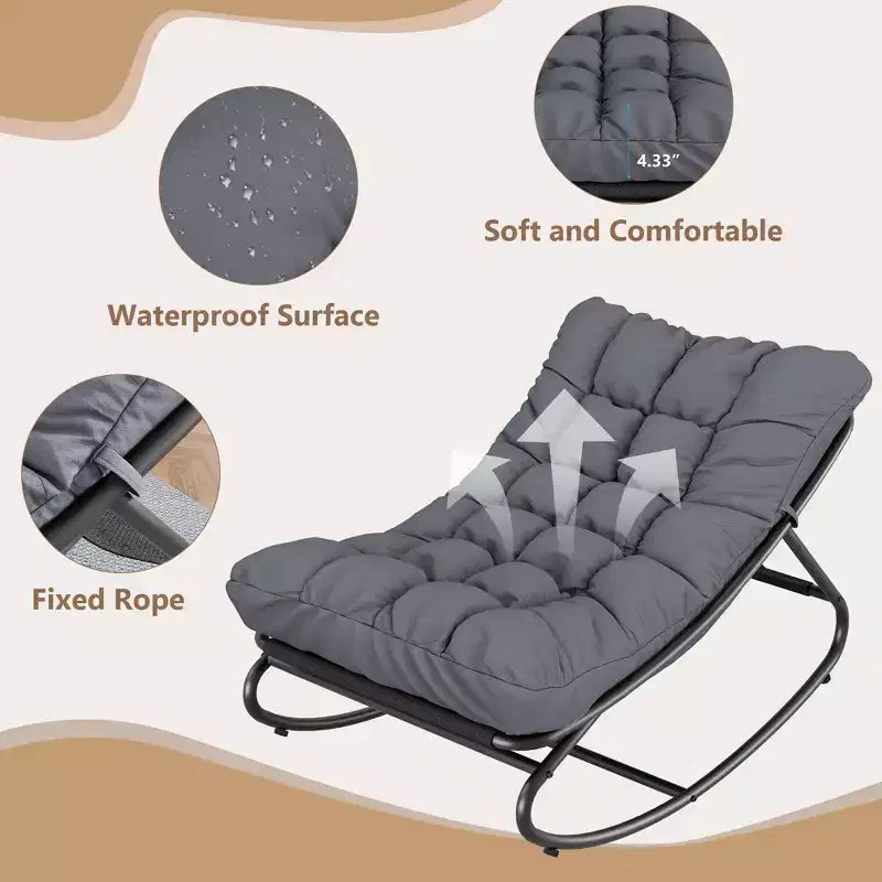 Fauteuil à bascule Papasan d'extérieur avec coussin