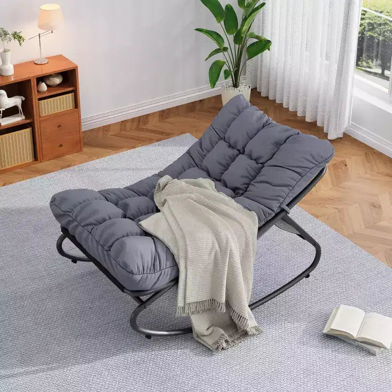Fauteuil à bascule Papasan d'extérieur avec coussin