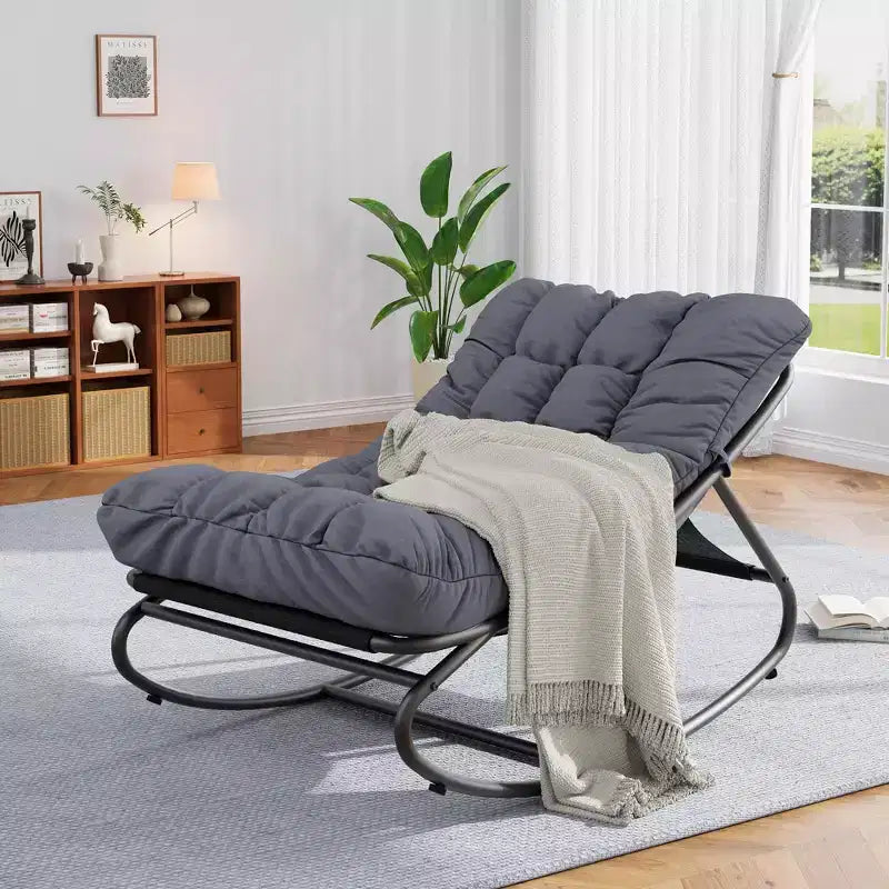 Fauteuil à bascule Papasan d'extérieur avec coussin