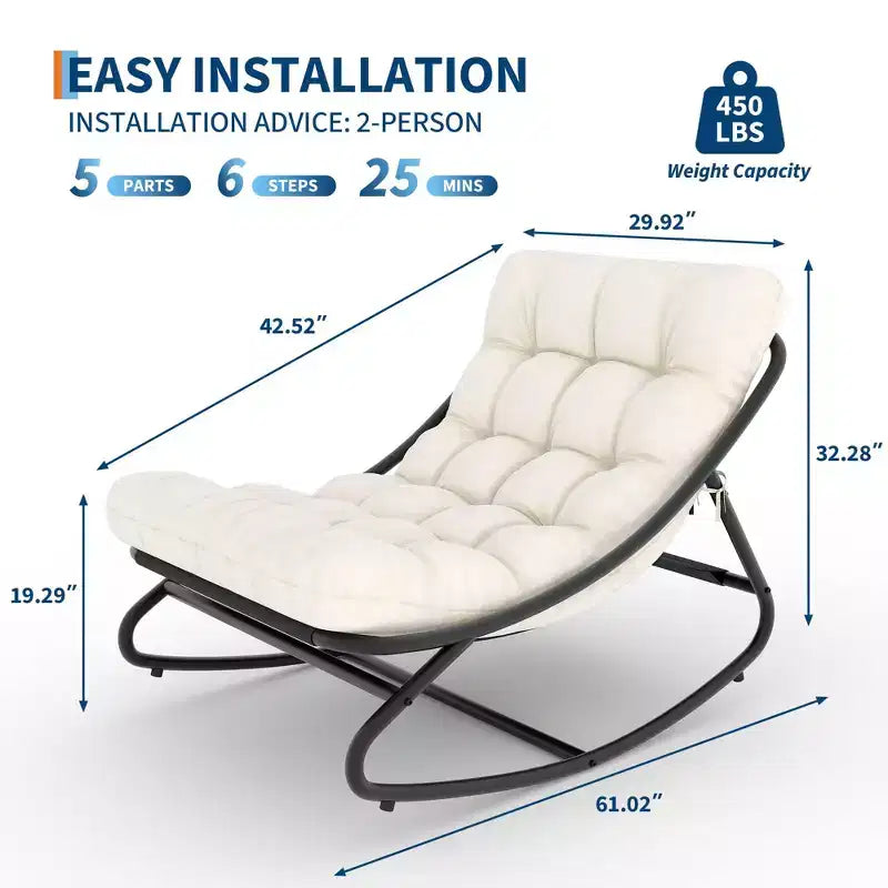Fauteuil à bascule Papasan d'extérieur avec coussin