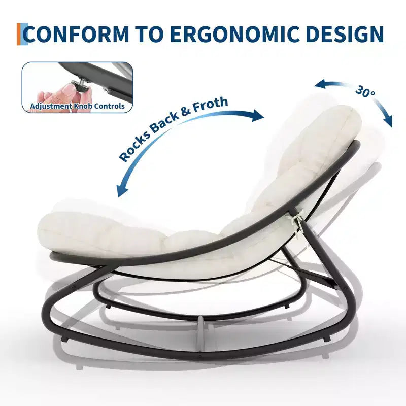 Fauteuil à bascule Papasan d'extérieur avec coussin