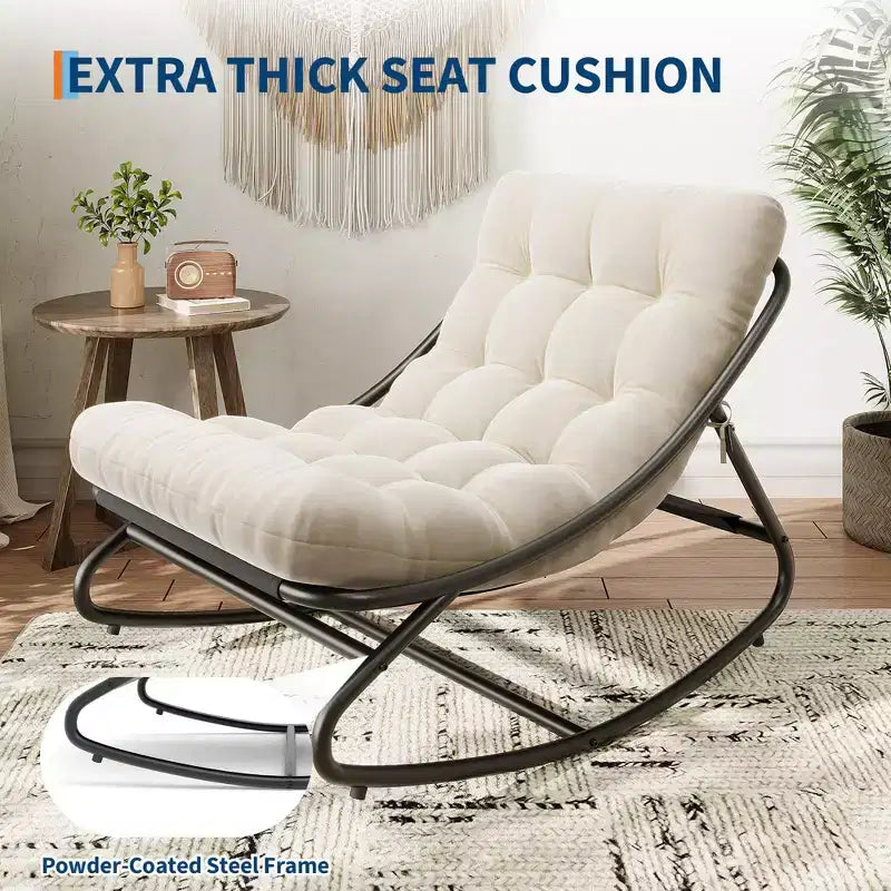 Fauteuil à bascule Papasan d'extérieur avec coussin