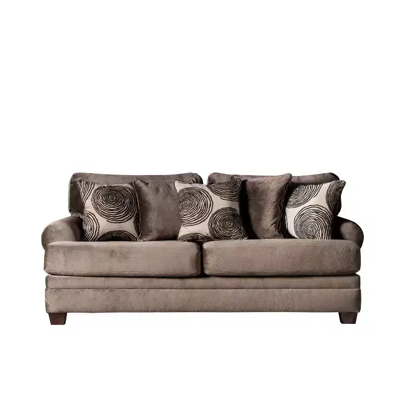 Mauricio Microfiber Sofa Brown - Furniture Of America: Upholstered, Wood Frame, Includes 4 Accent Pillows