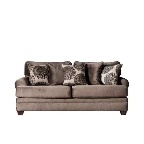 Mauricio Microfiber Sofa Brown - Furniture Of America: Upholstered, Wood Frame, Includes 4 Accent Pillows