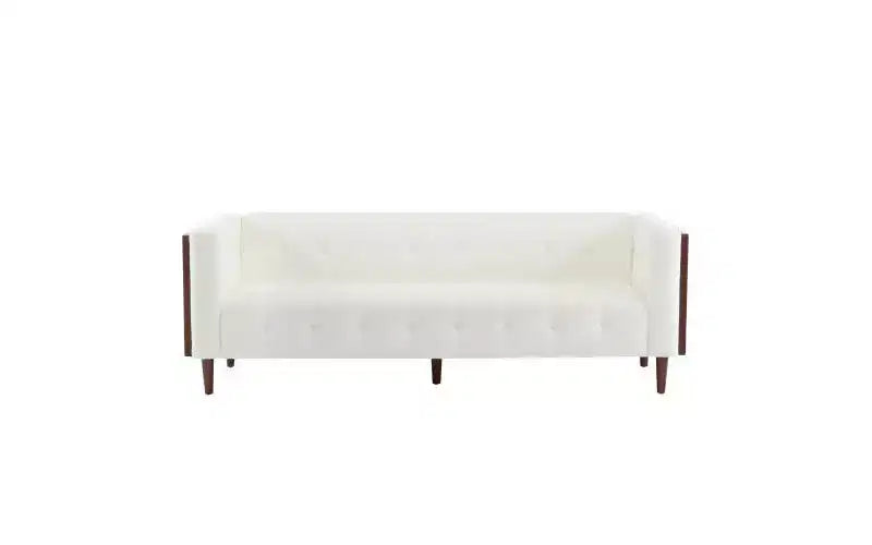 Christopher Knight Home Stella Contemporary 89.75" Fabric/Boucle Tufted 3 Seater Sofa Beige/Boucle
