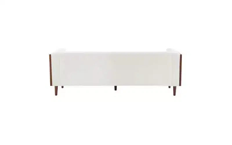 Canapé 3 places – Tissu bouclette beige avec capitonnage