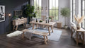 Ink+Ivy Sonoma Dining Bench Natural: Mid-Century Modern Pine & Metal Frame, Seats 2, 400lb Capacity