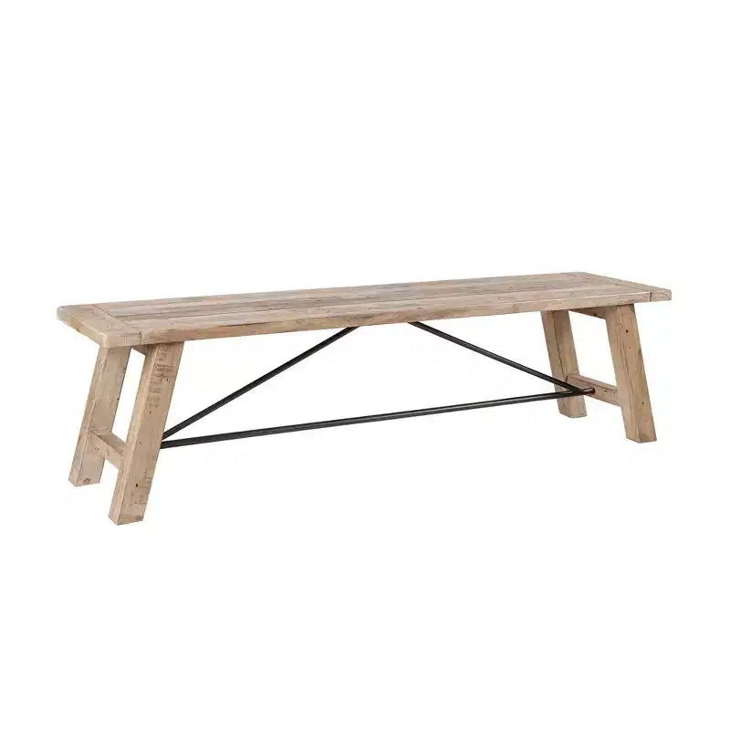 Banc de salle à manger en pin massif avec structure en métal – 2 places, capacité de 180 kg