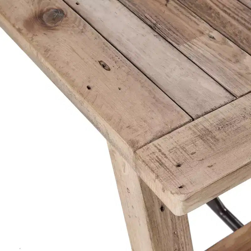 Banc de salle à manger en pin massif avec structure en métal – 2 places, capacité de 180 kg