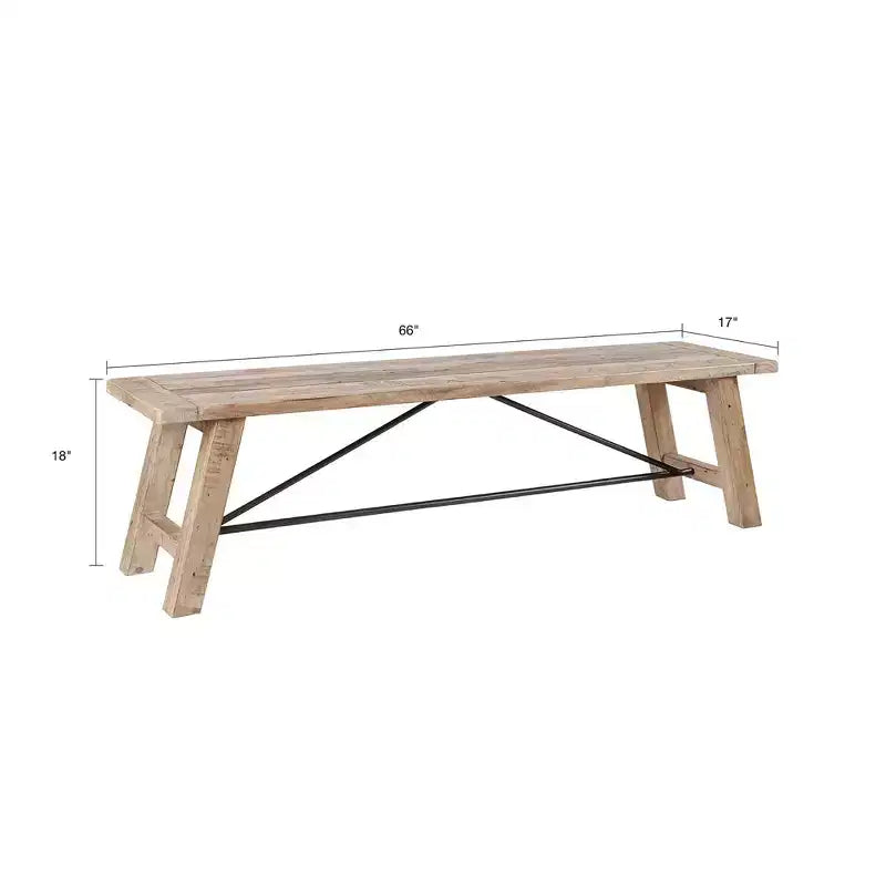 Banc de salle à manger en pin massif avec structure en métal – 2 places, capacité de 180 kg