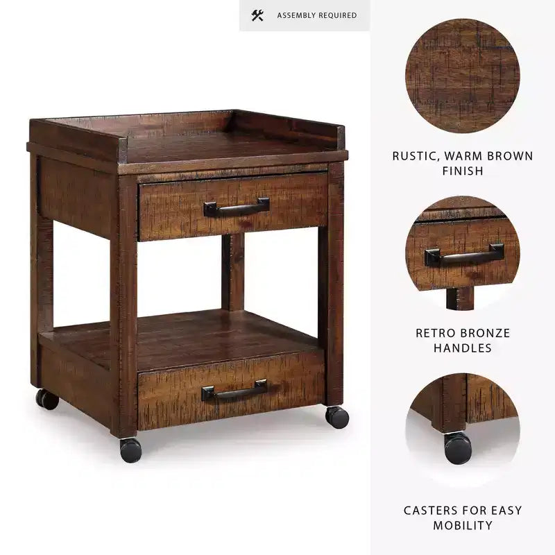 Meuble d'imprimante rustique avec tiroirs et étagères ouvertes