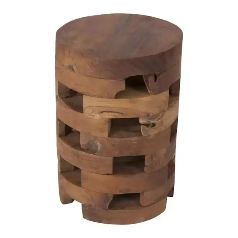 Lorena Accent Table Brown - East at Main: Teakwood, Round, No Assembly Required
