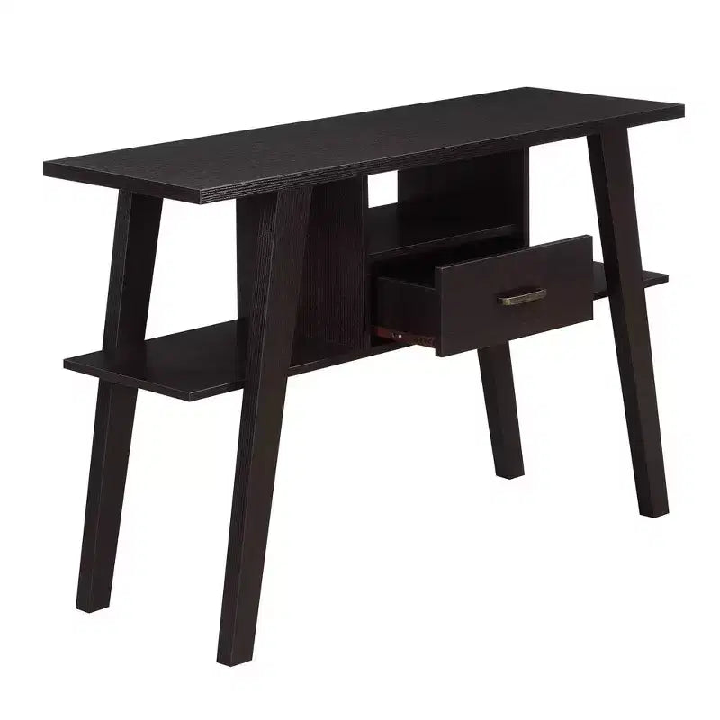 Tavolo Consolle con Cassetto e Ripiani – Marrone, 120 cm L