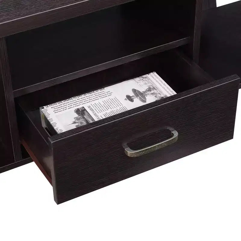 Tavolo Consolle con Cassetto e Ripiani – Marrone, 120 cm L