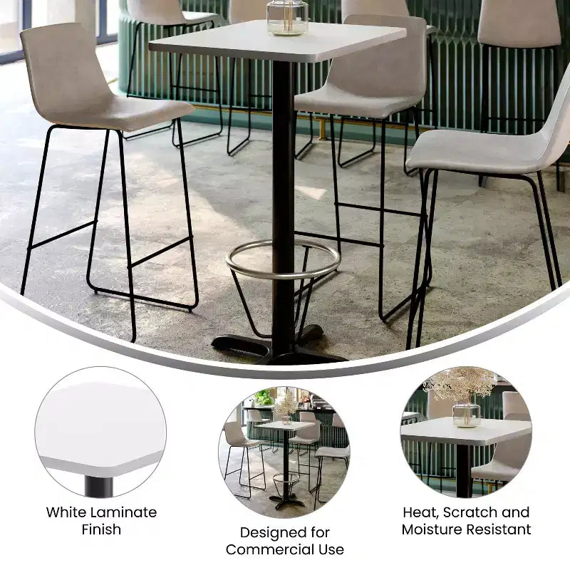 Ensemble de table de bar rectangulaire de 61 x 76 cm avec repose-pieds
