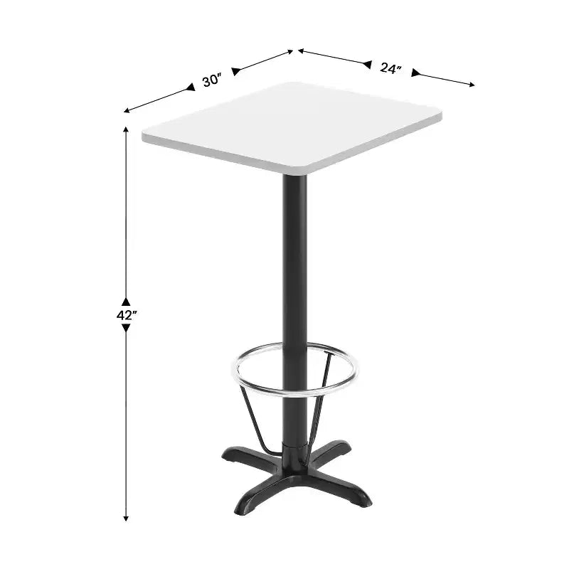 Ensemble de table de bar rectangulaire de 61 x 76 cm avec repose-pieds