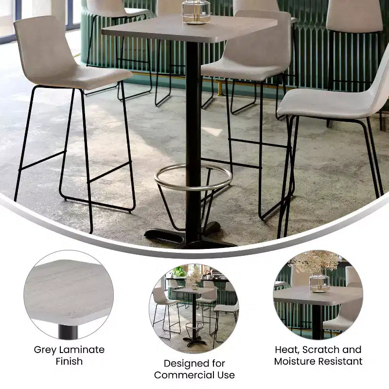 Ensemble de table de bar rectangulaire de 61 x 76 cm avec repose-pieds