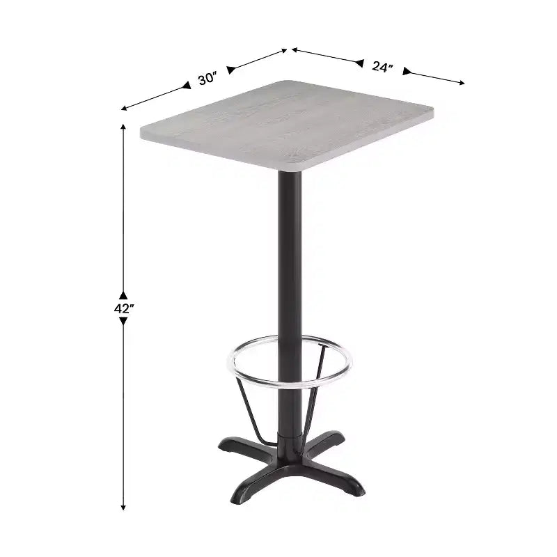 Ensemble de table de bar rectangulaire de 61 x 76 cm avec repose-pieds