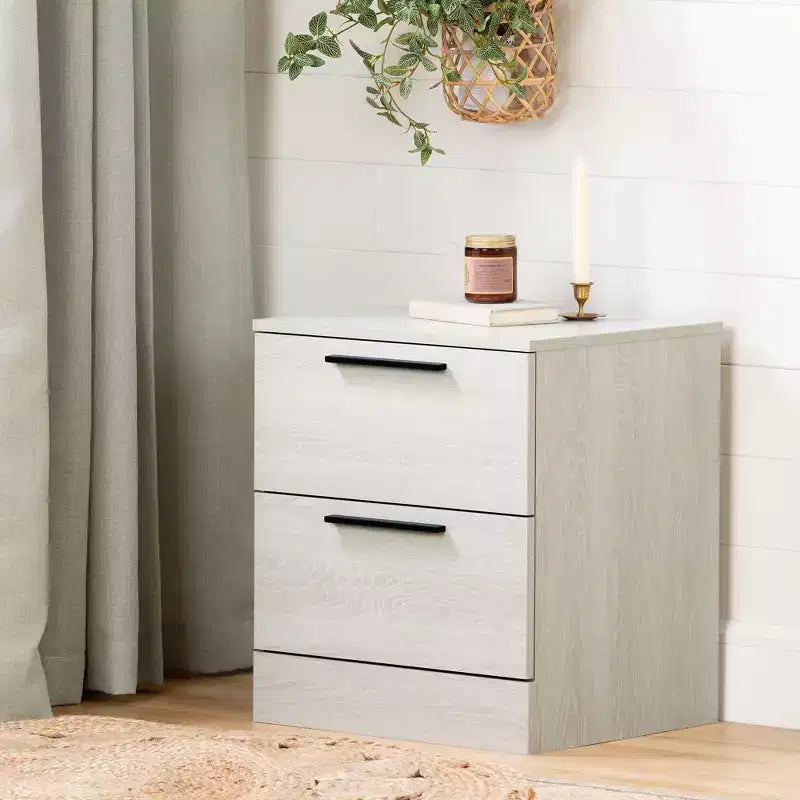 Comodino a 2 cassetti con guide metalliche