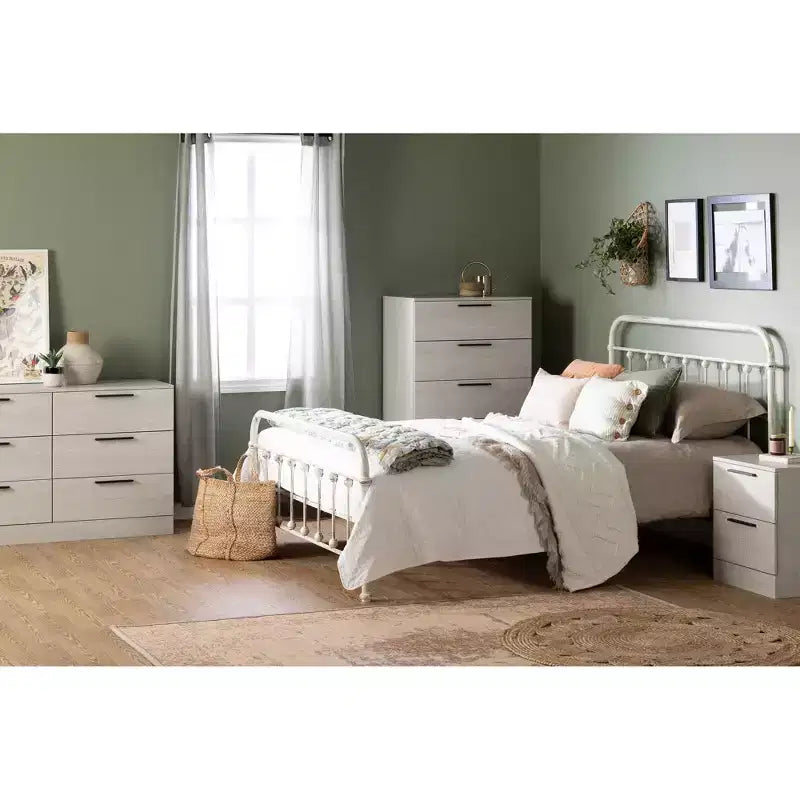 Comodino a 2 cassetti con guide metalliche