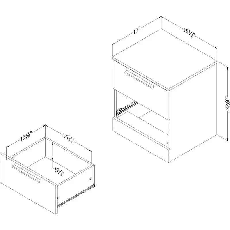 Table de chevet 2 tiroirs avec glissières métalliques